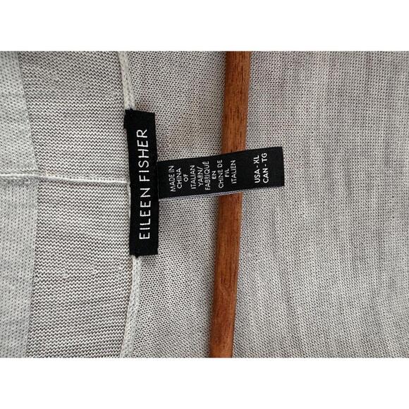 Eileen Fisher 100% Fine Merino Wool Open Front Cardigan Sweater Grey Women’s XL - Picture 7 of 13